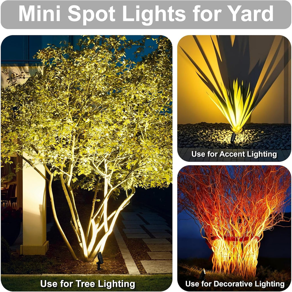 Mini 12V Wired LED Low Voltage Landscape Spot Lights Outdoor | 5 CCT Selectable, 60° Beam Angle, 5W Small Landscape