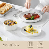 24 Pieces Porcelain Dinnerware Set, Modern White Dish Set for 8, Premium Serving Plates and Bowls Sets