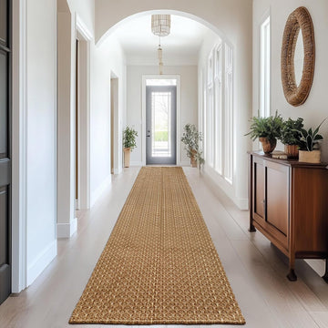 Hallway Washable Runner Rug,2x10 ft Boho Braided Kitchen Rugs,Neutral Entryway Rug,Faux Jute Rug,Non