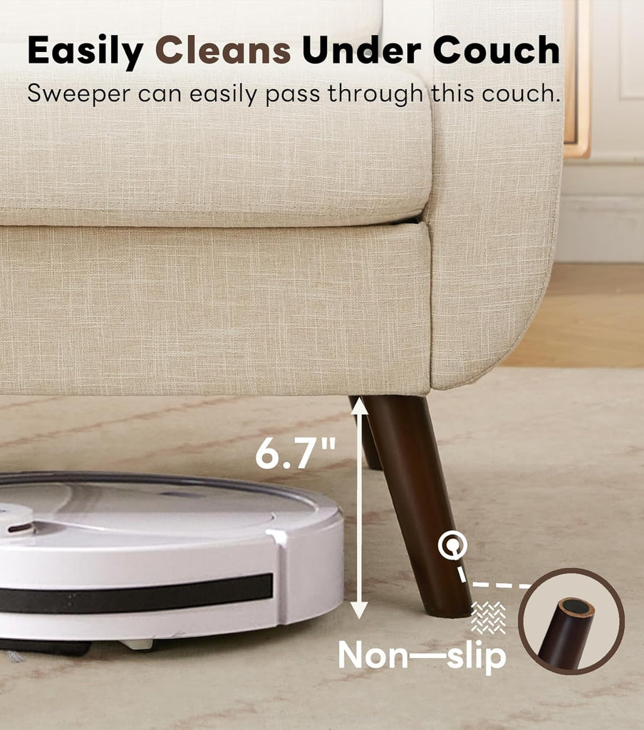 77.2" W Linen Sofa Couch, Mid Century Modern Decor Loveseat Couches for Living Room