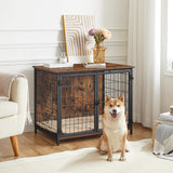 Dog Crate Furniture with Cushion, Wooden Dog Kennel with Double Doors, Heavy Duty Dog Cage for Small/Medium/Large Dogs