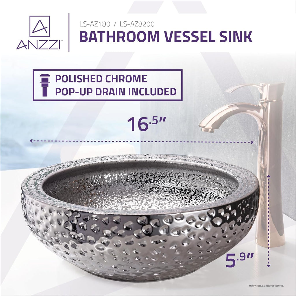Tempered Glass Vessel Bowl Sink in Speckled Silver, Silver Top Mount Bathroom Sinks Above Counter