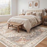 Area Rug Living Room Rugs - 10x14 Washable Boho Rug Vintage Oriental Distressed Farmhouse Large Thin