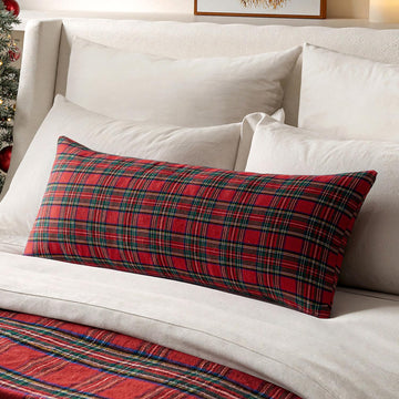 Christmas Plaid Pillow Cover Scottish Tartan 14x36 Red