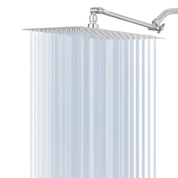 Rain Shower Head with 11'' Adjustable Extension Arm, Large Stainless Steel High Flow Rainfall Square Head, Bath