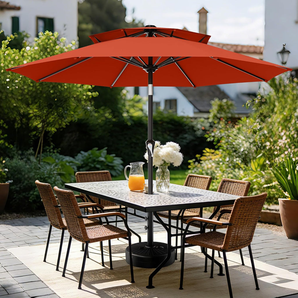 9ft 2 Tiers Patio Umbrella - Outdoor Umbrella Waterproof UV Protection