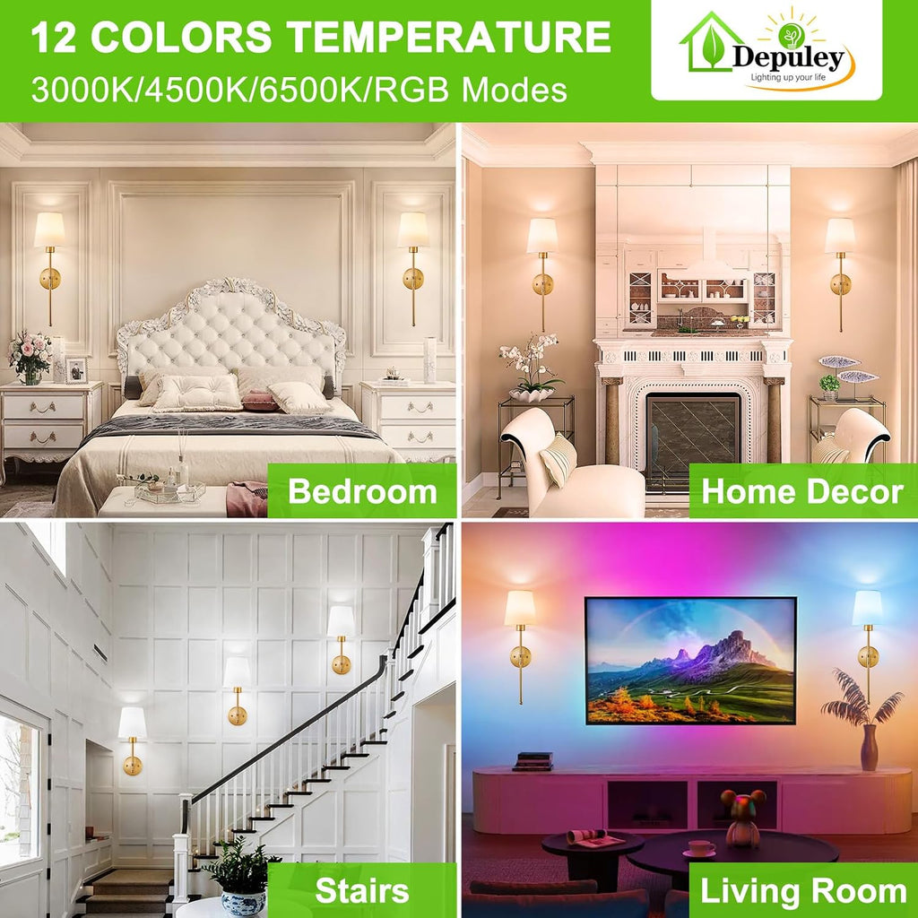 Battery Operated Wall Sconce: Set of 2 Wireless Wall Lights with 10000mAh Dimmable Bulbs and Remote for Bedroom