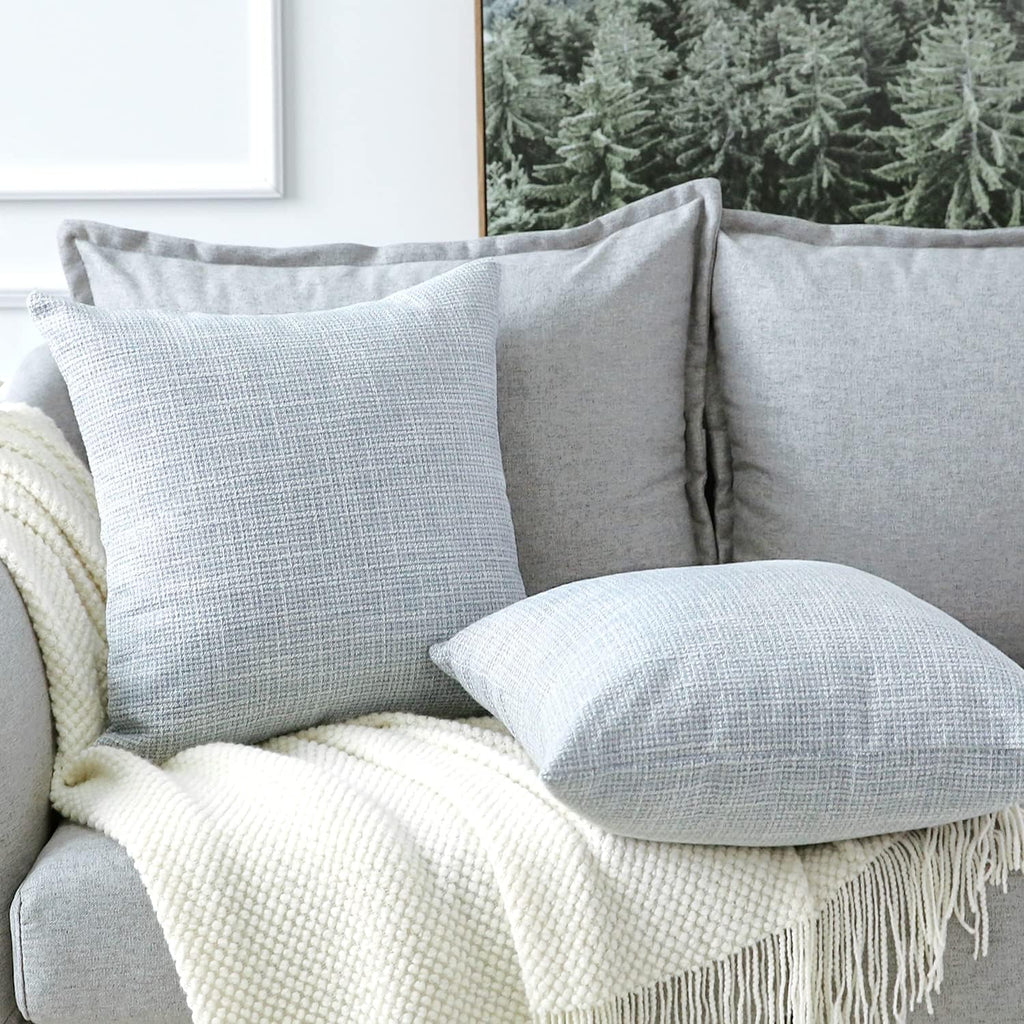 Linen Throw Pillow Covers Set of 2 Decorative Square Pillowcases Cushion Covers 20x20 Inch
