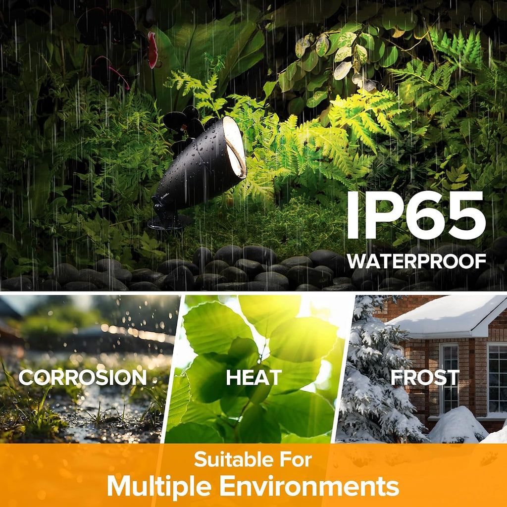 12V Low Voltage Landscape Lighting, Die-cast Aluminum Spot Lights with Connectors, IP65 Waterproof Outdoor Landscape