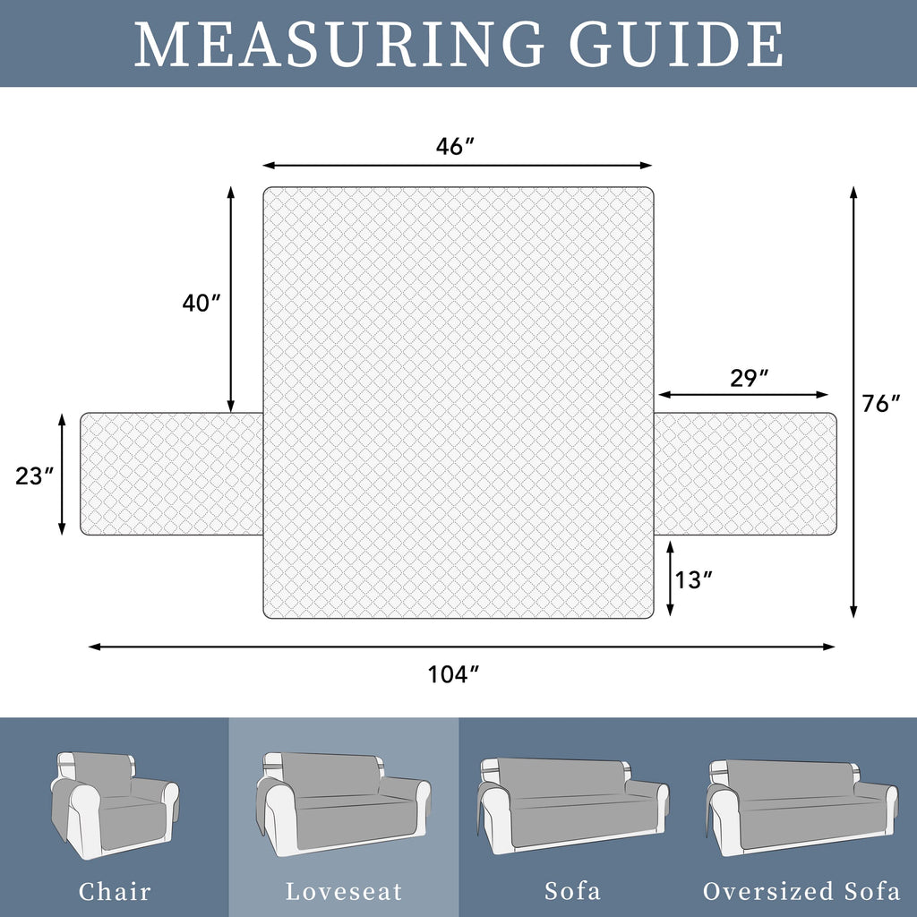 Double Protection 100% Waterproof Loveseat Sofa Covers, Couch Covers for 2 Cushion Couch Sofa, Reversible Furniture