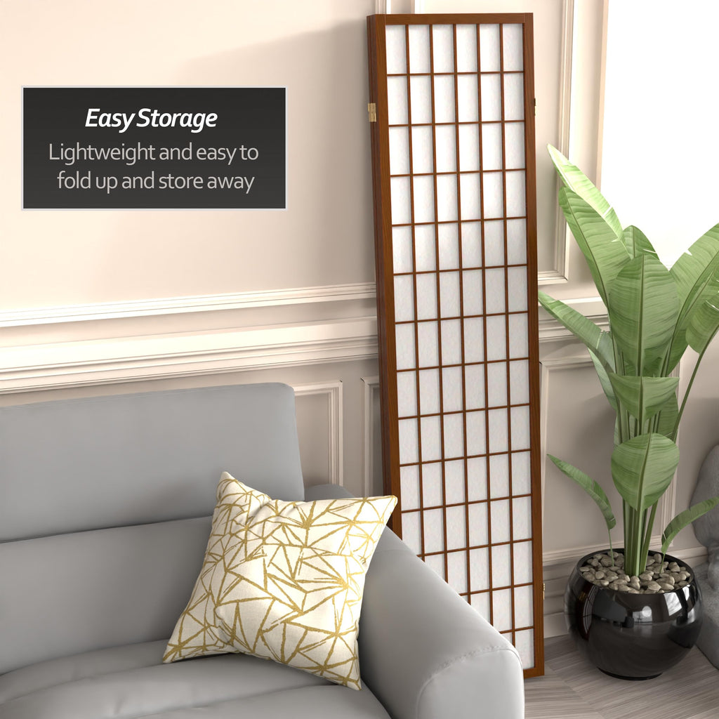 6 ft. Tall Window Pane Shoji Screen - Walnut - 3 Panels