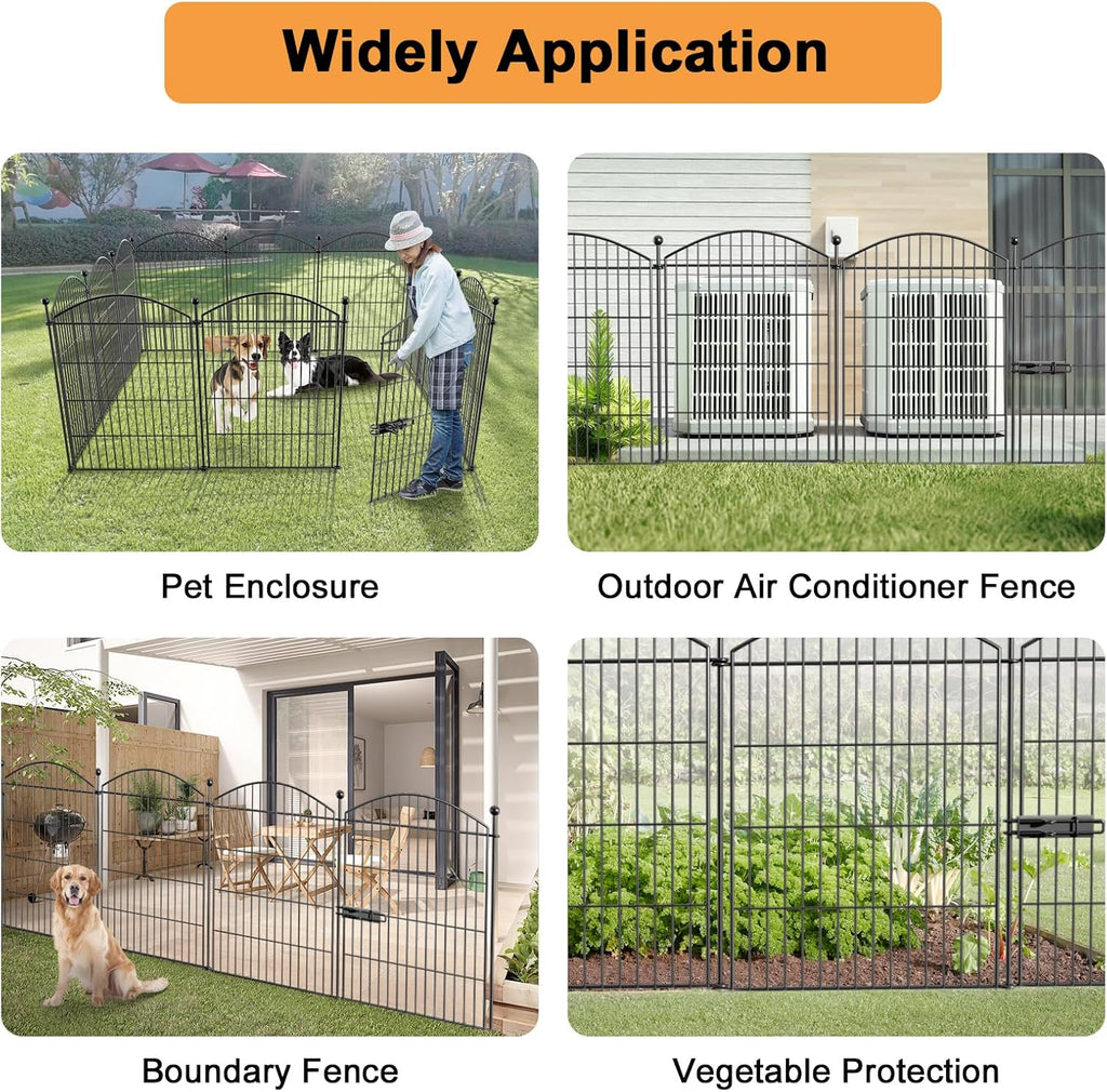 Decorative Garden Fence Animal Barrier with Gate 40 in(H)×27.6 Ft(L) 12 Panels, Dog Rabbit Fencing Arched Rustproof