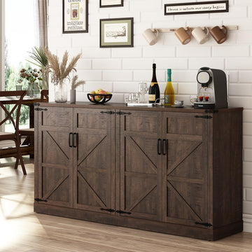 Sideboard Buffet Cabinet with Storage - 65 Inch Farmhouse Kitchen Pantries Sideboard Cabinets with Adjustable Shelves