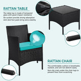 3 Pieces Patio Porch Furniture Set, Outdoor PE Rattan Wicker Conversation Set with Soft Cushions