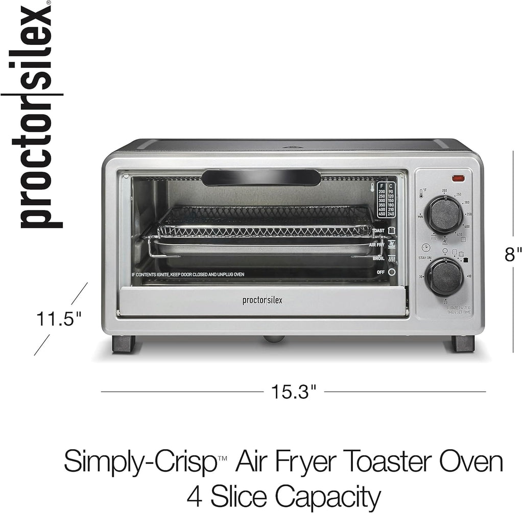 Simply-Crisp Air Fryer Toaster Oven Combo with 4-in-1 Functionality (Air Fry, Bake, Broil & Toast), 1200 Watts, Fits 4