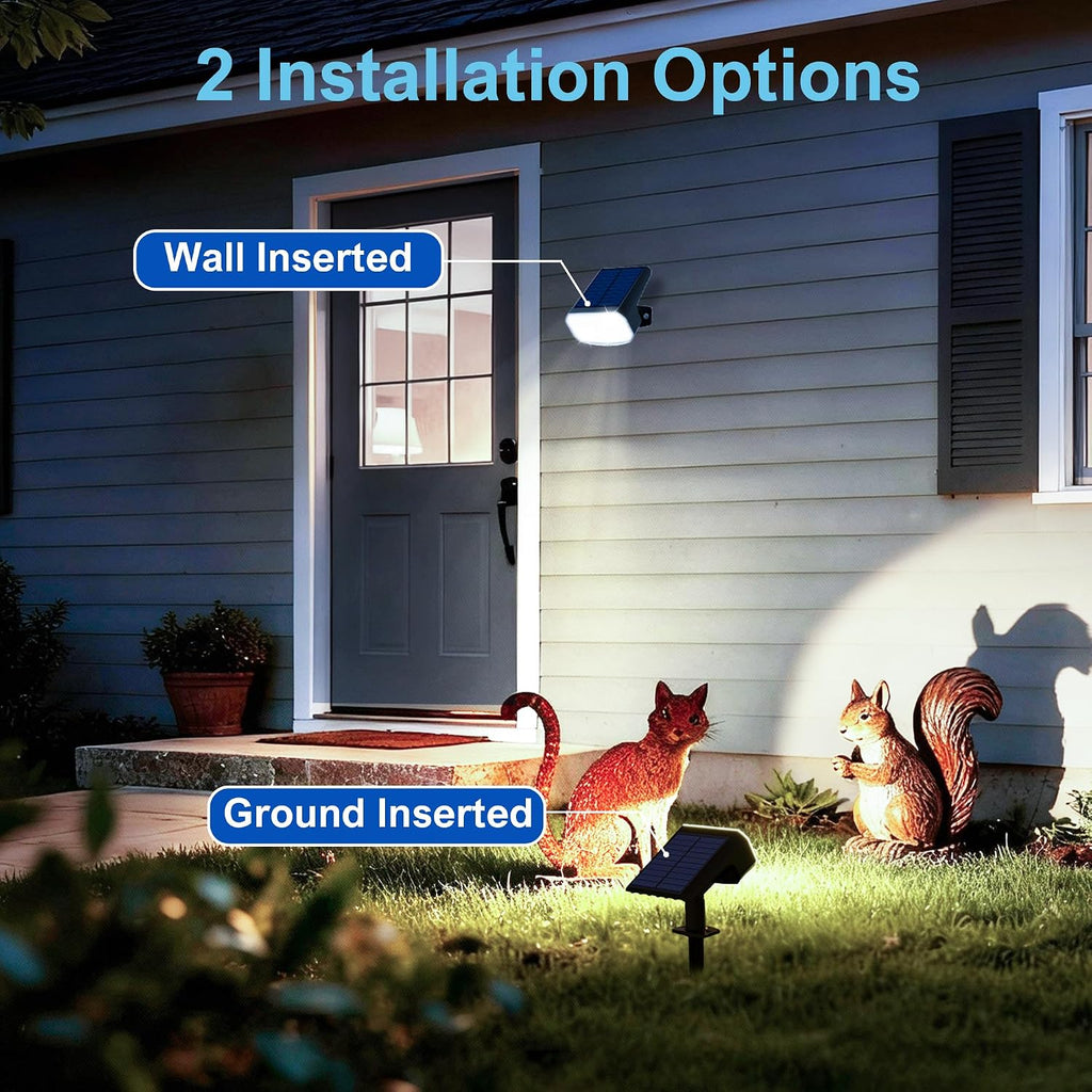 Solar Lights Outdoor Waterproof IP65, Super Bright LED with Lens, 6500K 2 Lighting Modes, Solar Powered Yard Garden
