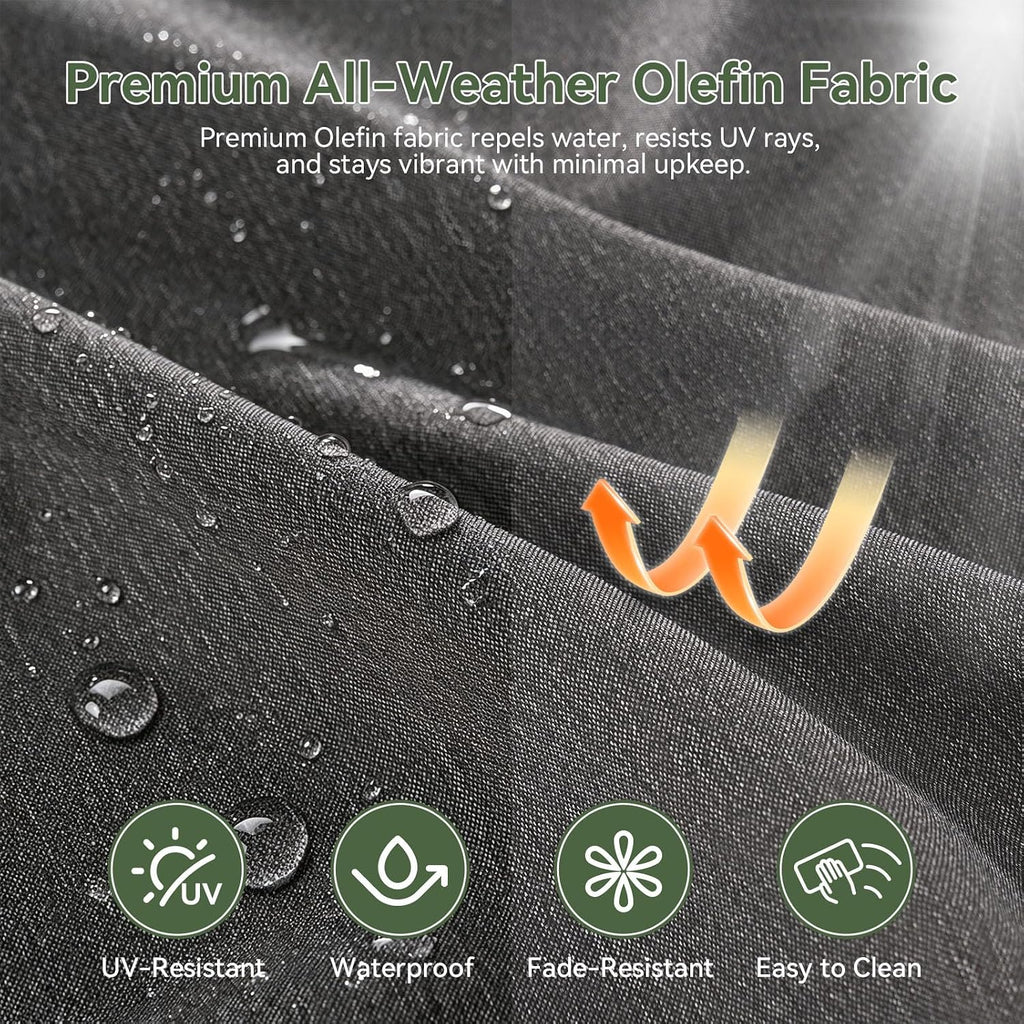Patio Furniture Set, Aluminum Outdoor Furniture with Oversized Seats | All Weather Outdoor Sectional with Washable 5"