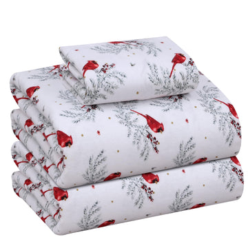 100% Cotton Flannel Sheets Twin XL Size, 3 PCs, Cardinal