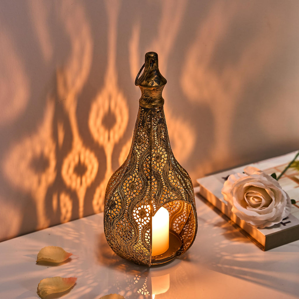 11.6inch Moroccan Lantern Lamp Decorative Candle Holders for Ramadan Decorations, Hanging, Outdoor Patio or Porch