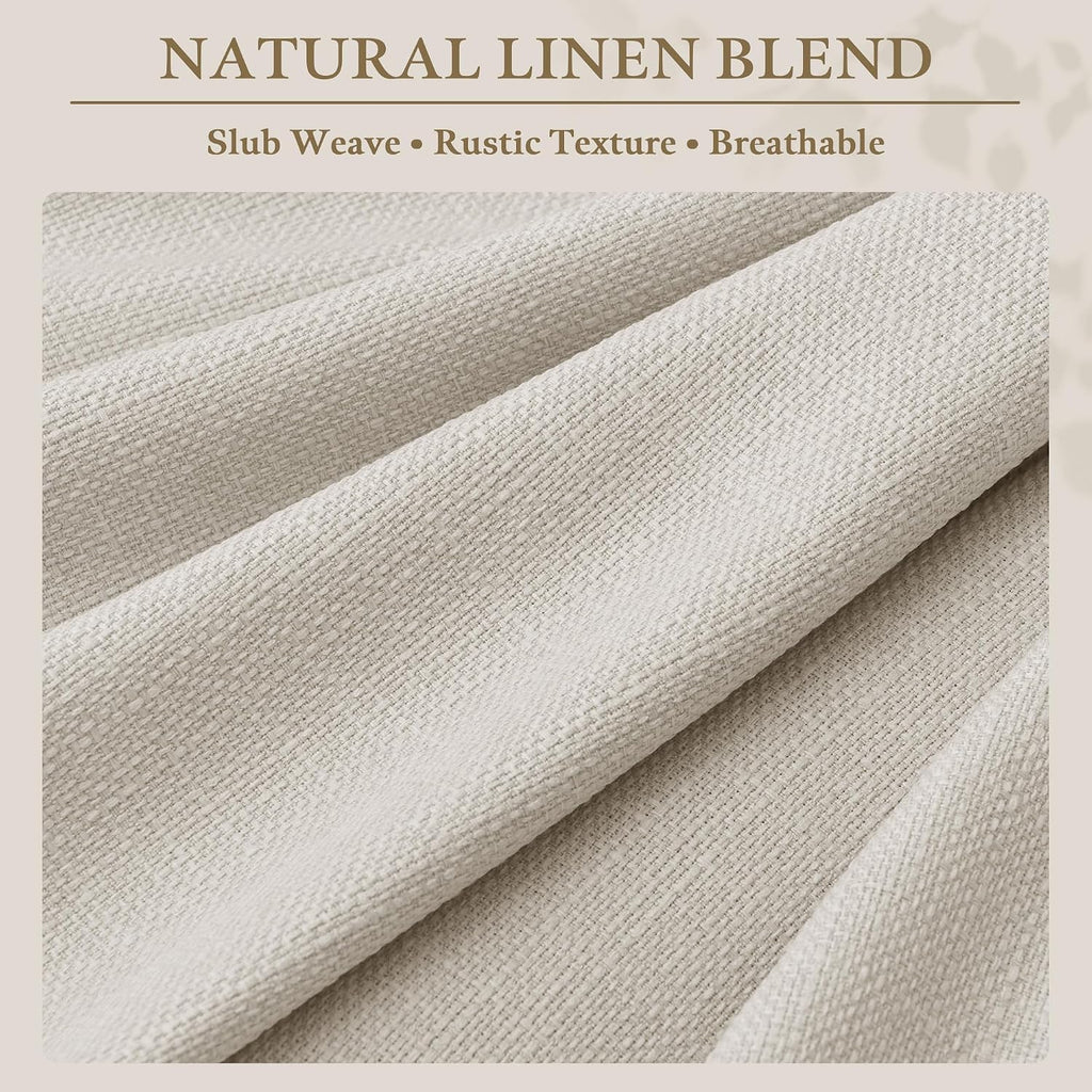 Natural Pinch Pleated Semi Sheer Curtains 2 Panels Set for Sliding Glass Doors, Memory Shape Pleat Thick