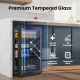 Beverage Refrigerator Cooler, 155 Cans Mini Fridge with Glass Door Beverage Frid
