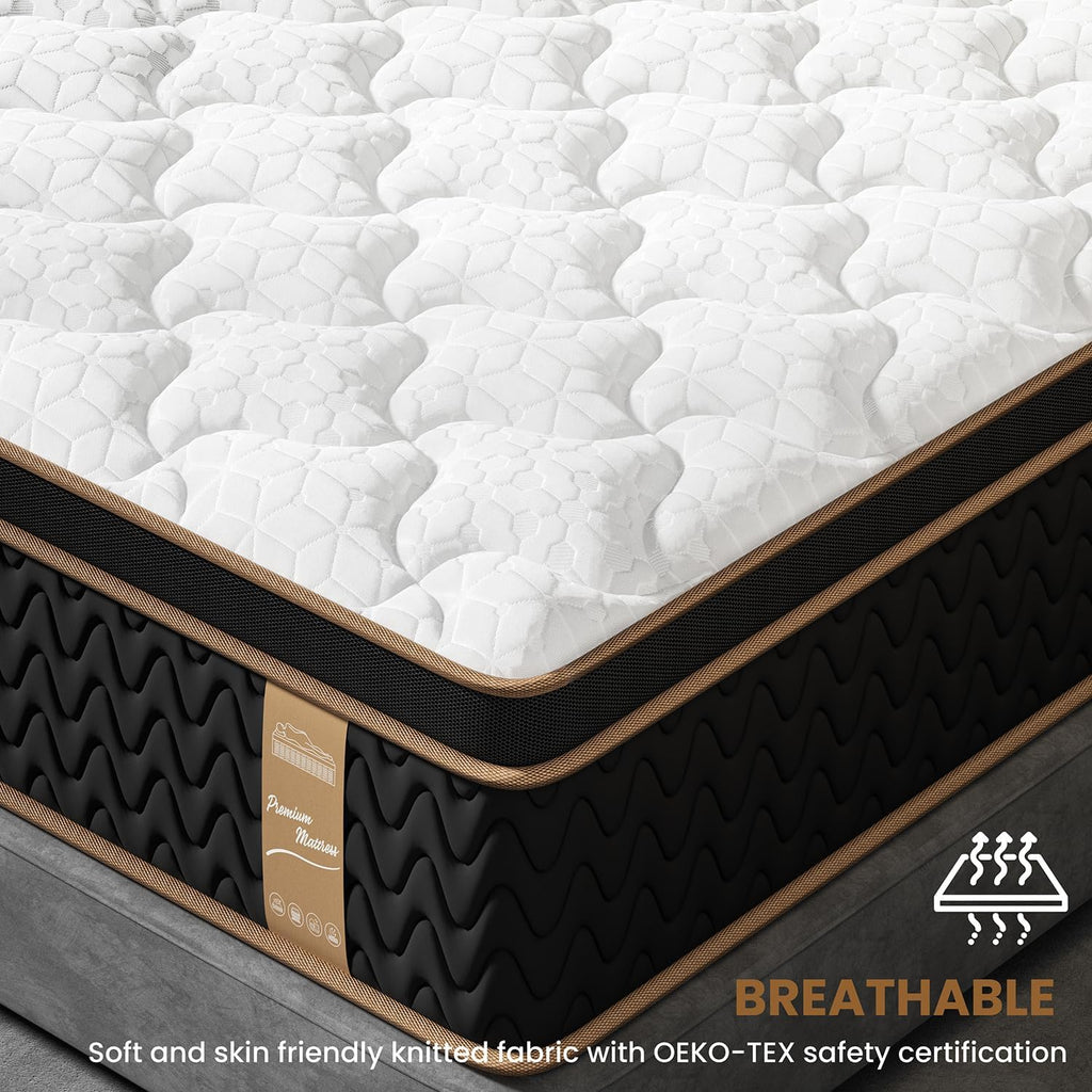 Firm Full Mattress 12 Inch, Cooling Hybrid Mattress in a Box, CertiPUR-US | Zones Individual Pocket Springs, Motion