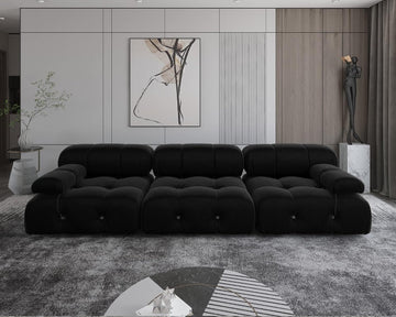 Modular Sectional Sofa,103.95 inch Convertible Sofa Couch,Velvet 3 Seater Minimalist Couch , Modern Large Free