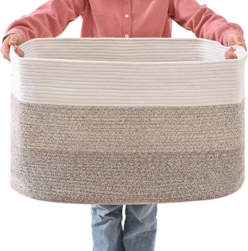 Extra Large Blanket Basket Gradient Brown 25x16x16 | Extra Large Rectangular Storage Basket for Toys, Clothes, Shoes