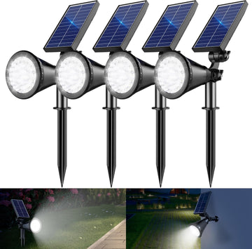 Solar Spot Lights Outdoor, 36 LEDs 1000LM Adjustable Solar Lights Outdoor Waterproof, 2-in-1 Solar Powered Spotlights