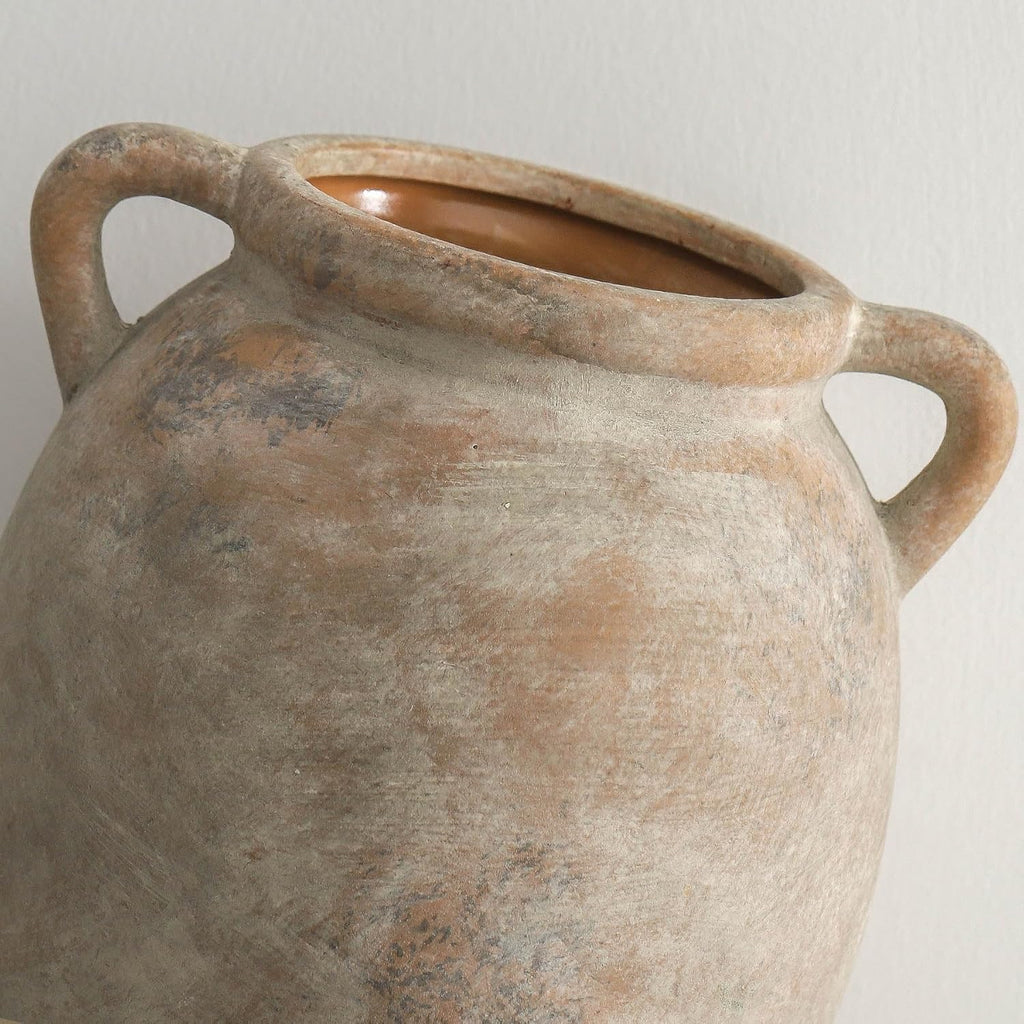 Ceramic Flower Vase 7.6 inch Farmhouse Rustic Vase Decorative Pottery Terracotta Vases