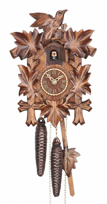Cuckoo Clock Five Leaves with Bird, 1 Day Running time, Walnut
