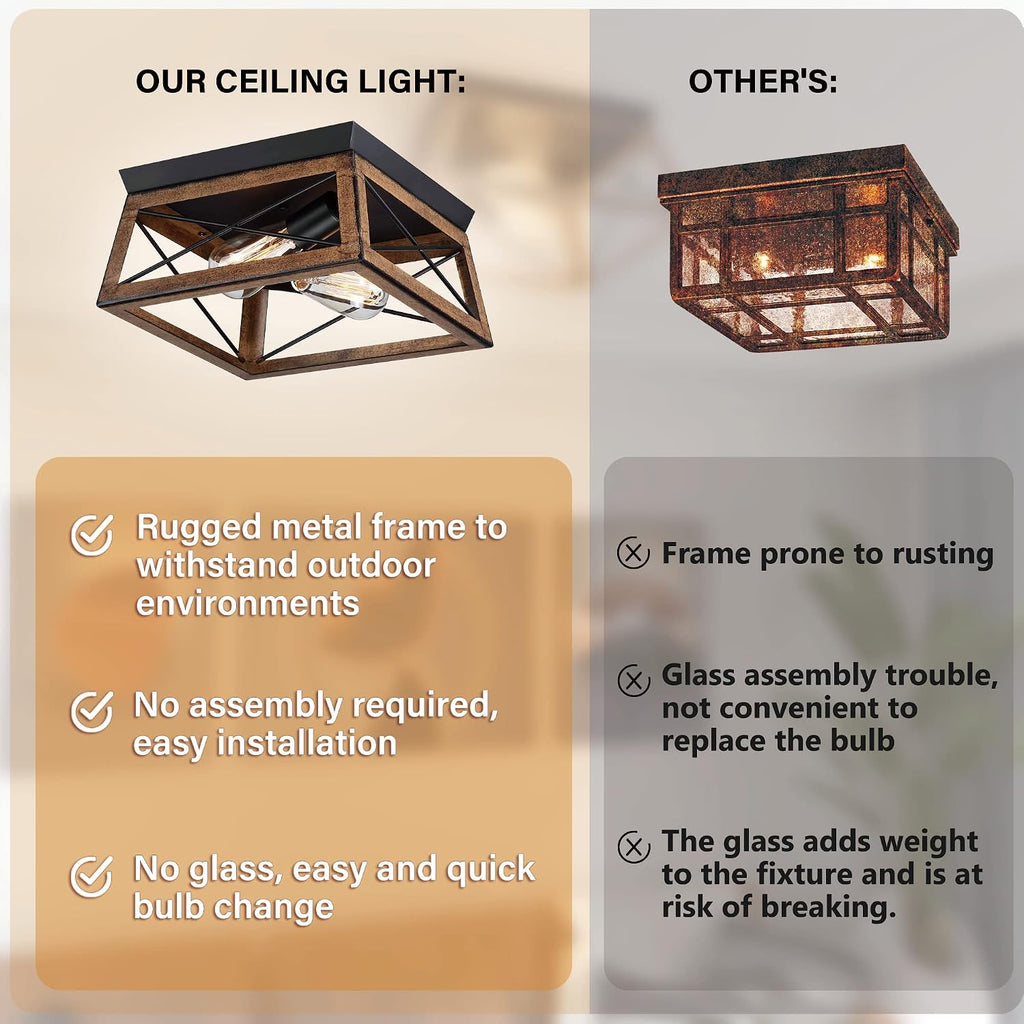 Farmhouse Flush Mount Ceiling Light Fixture, Outdoor Porch Ceiling Lights