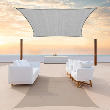 CTAPR1420 Custom Size 13' x 14' Grey Sun Shade Sail Canopy UV Block UPF50 Rectangle - Commercial Standard Heavy Duty