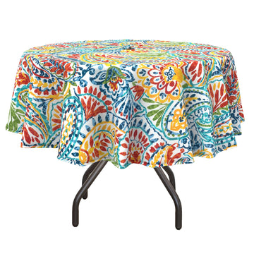 Outdoor Round Tablecloth with Umbrella Hole 60 Inch, Water Repellent & Fade Resistant Table Cover, All Weather