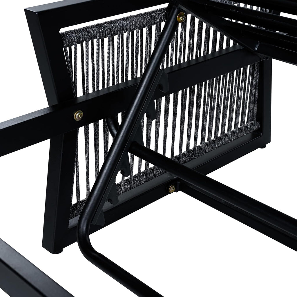 Iron Chaise Lounge Chair Outdoor, Patio Chaise Lounge and 5-Position Adjustable Backrest, Recliner Chair