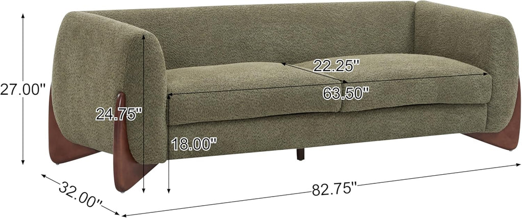 82 Inches Sofa Couch, Cozy Boucle Upholstered 3-Seater Sofa, Wood Frame Couch