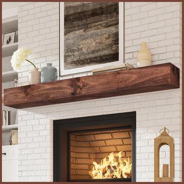 72 Inch Handcrafted Wood Mantles for Over Fireplace, Wall Mounted Shelf, Floating Mantel Shelf for Living Room Decor
