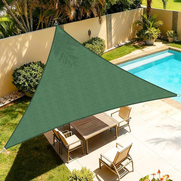 Sun Shade Sail 6' X 8' X 10' Dark Green Triangle Canopy Awning Fabric Mesh 95% UV Blockage, Water & Air Permeable