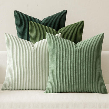 Boho Farmhouse Sage Green Throw Pillow Covers 18x18 Inch Set of 4 Mordern Nordic Cushion Covers Soft Corduroy Spring