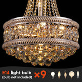 9 Light Luxury Crystal Chandeliers, D19 Inch Empire Gold Chandelier Hanging Light with Raindrop K9 Crystal for Living Room, Dining Room, Foyer, Entryway, Staircase A108-B0D78X2NF7