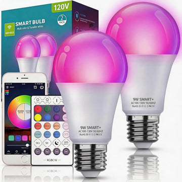 Smart Light Bulbs with Remote, Color Changing Dimmable Multicolor LED Bulb, Works with Alexa & Google Home, 9W A19