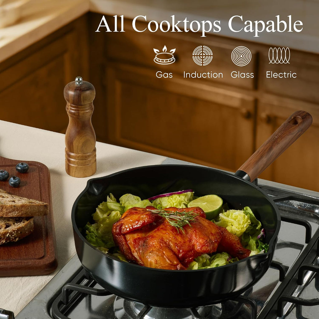 21pcs Ceramic Cookware Set, Pots and Pans Set | Non-Toxic Healthy Cooking Set with Silicone Lids, Dishwasher Safe