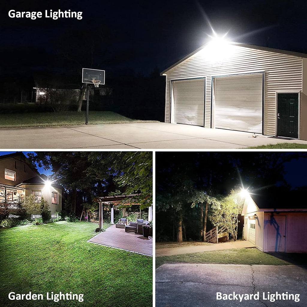 60W LED Knuckle Mount Flood Light, Outdoor Security Floodlights Fixture with Base, Dusk-to-Dawn Photocell Daylight
