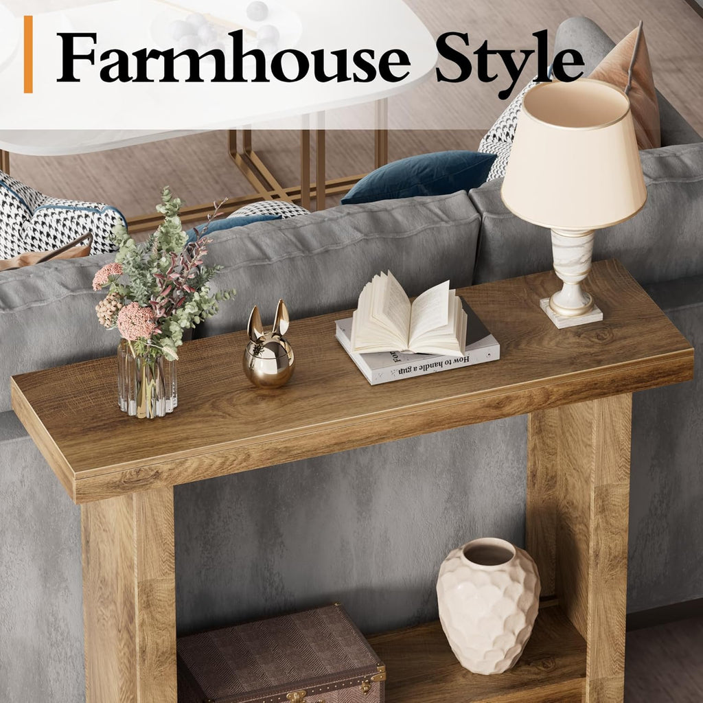 Farmhouse Wood Entryway Table Narrow Console Tables with Storage Behind The Couch Sofa, Entrance Side Table with