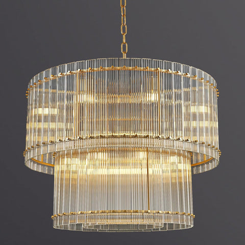 37" Modern Gold Round Chandelier, 3-Tier 16-Light Water Ripple Crystal Glass Chandeliers, for Living Room, Foyer, High Ceiling Staircase, Dining Room, Luxury Adjustable Hanging Chandelier A119-B0DNJKTHMP