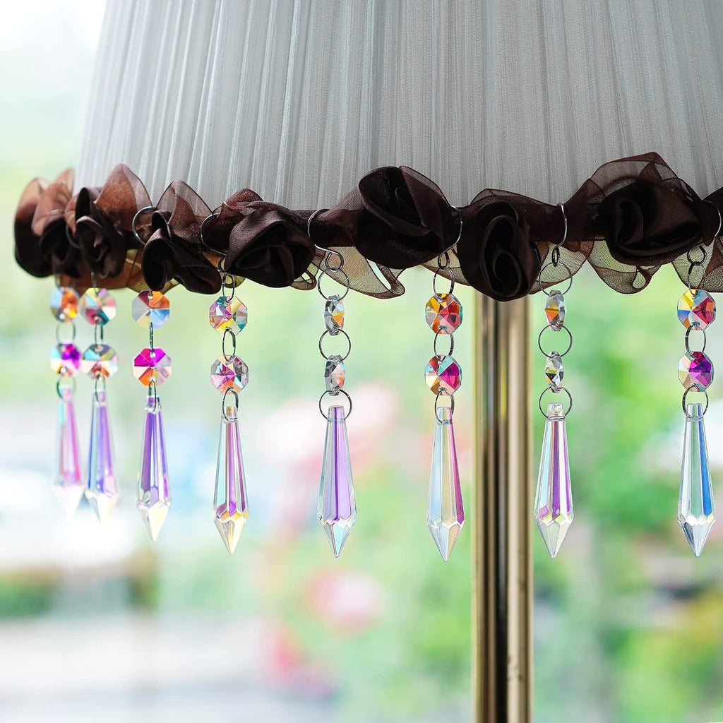 20 Pcs 55mm Aurora Crystal Icicle Prisms Chandelier Decor Sun Catchers - Aurora Crystal Icicle Prisms Pendants