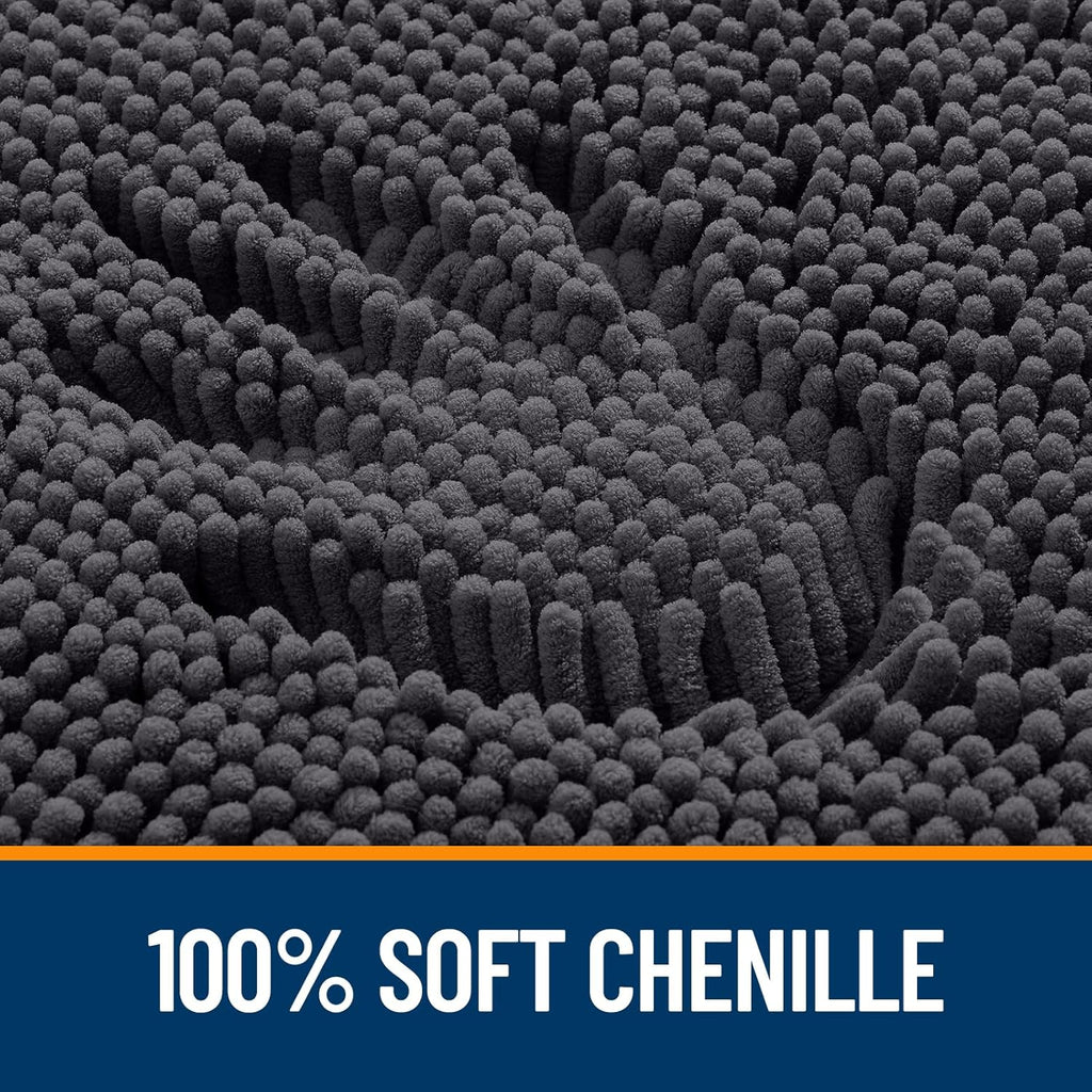 Bathroom Rugs 30x20, Extra Soft Absorbent Chenille Bath Rugs | Dark Grey, Quick-Drying Rubber Backing, Machine