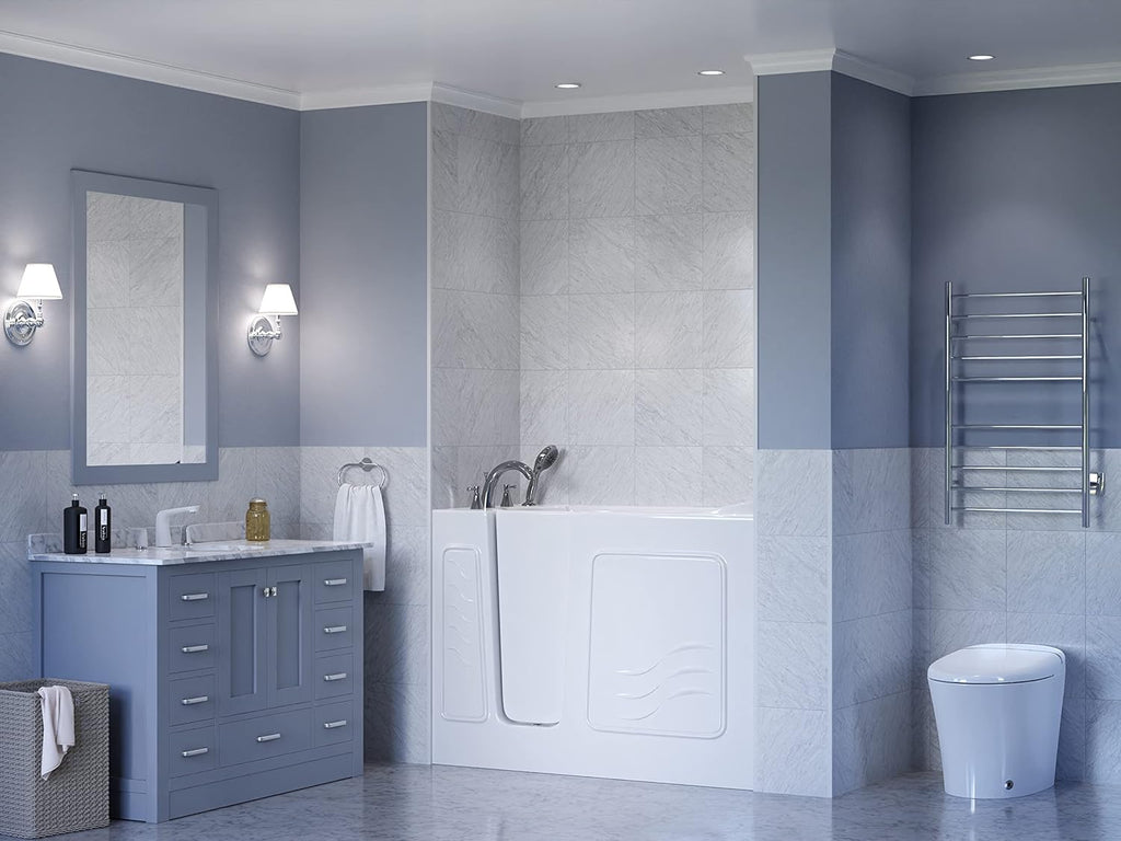 Walk In Tub 53'' x 26'' Left Drain Soaking in White, Indulge in Ultimate Luxury, Comfort, and Safety with ANZZI