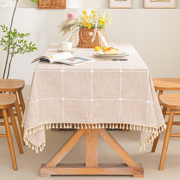 Farmhouse Tablecloth Cotton Linen Waterproof Burlap Table Cloth Rectangle Table Cloths Dinning Tabletop