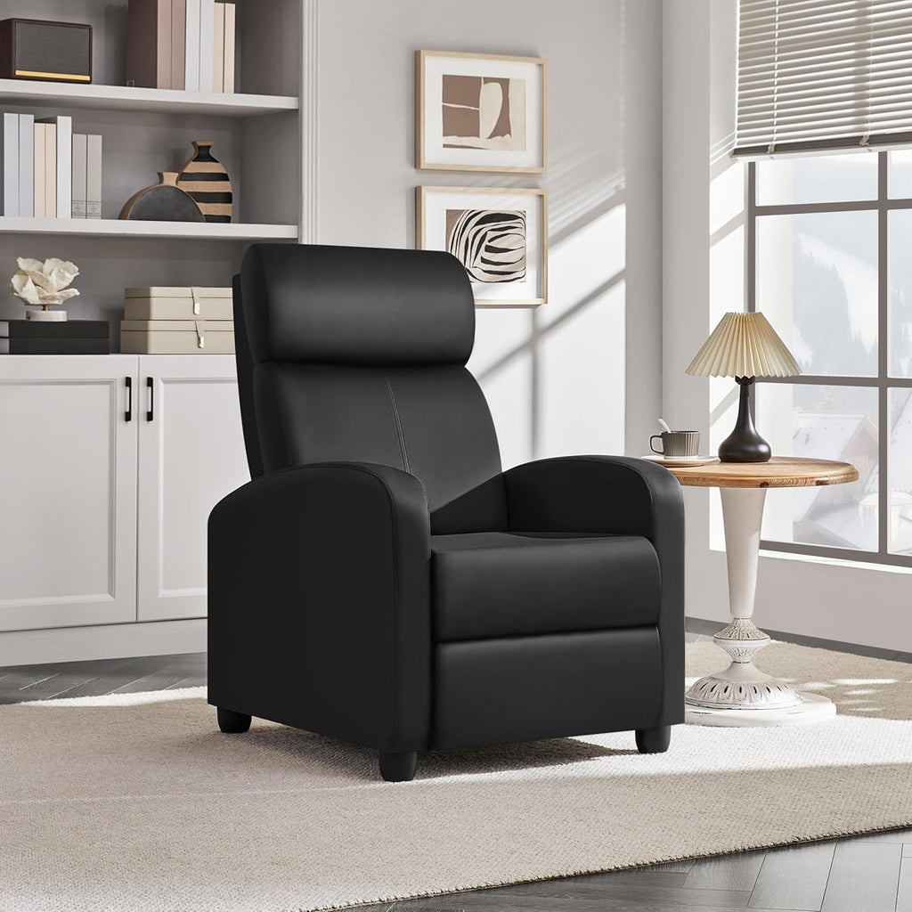 Recliner Chair PU Leather Recliner Sofa Home Theater Seating with Lumbar Support Overstuffed High-Density Foam & Pocket Springs, Push Back Recliners Armchair for Living Room
